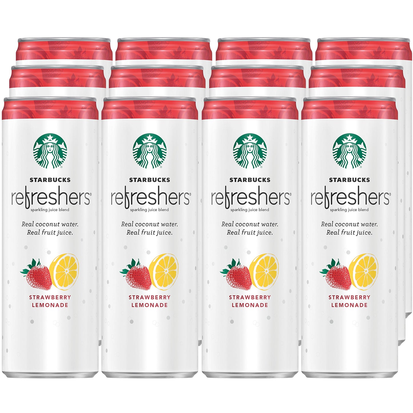 Starbucks, Refreshers with Coconut Water, Strawberry Lemonade, 12 fl Oz. Cans (12 Pack)