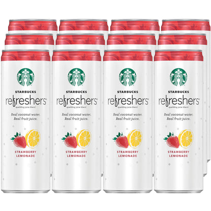 Starbucks, Refreshers with Coconut Water, Strawberry Lemonade, 12 fl Oz. Cans (12 Pack)