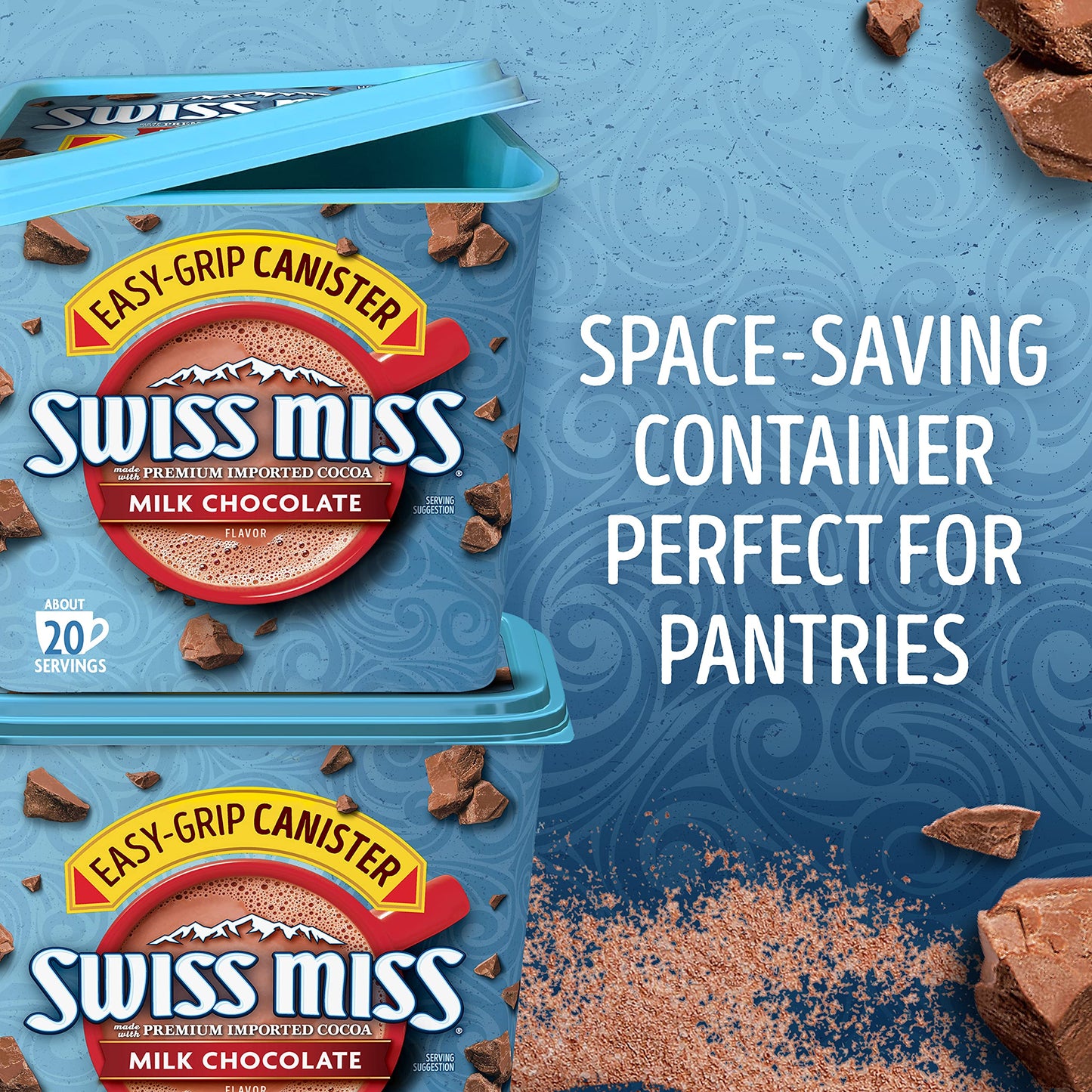 Swiss Miss Milk Chocolate Flavored Hot Cocoa Mix, Hot Cocoa Bar Supplies, 22.23 oz. Canister