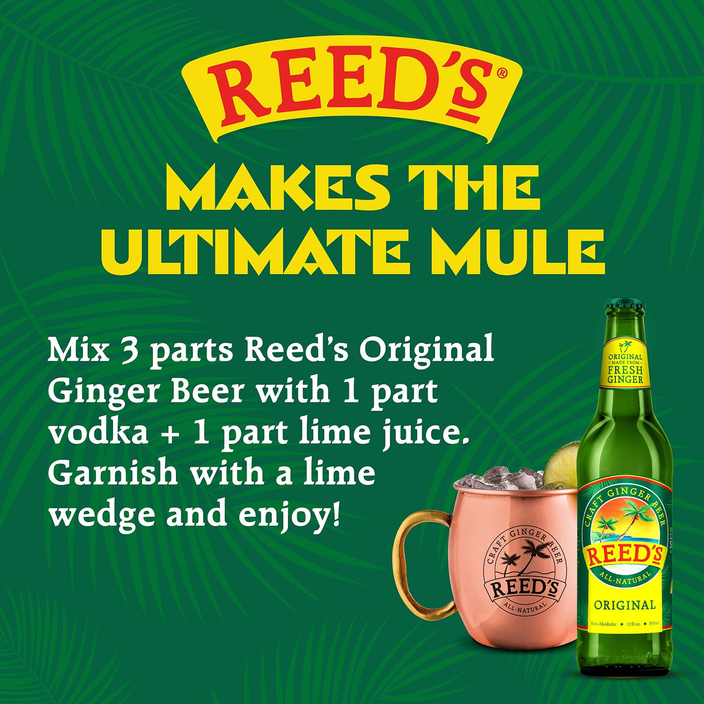Reed's, Original Ginger Beer, Great Tasting All Natural Craft Ginger Beer with Fresh Ginger Root (12OZ Bottle)