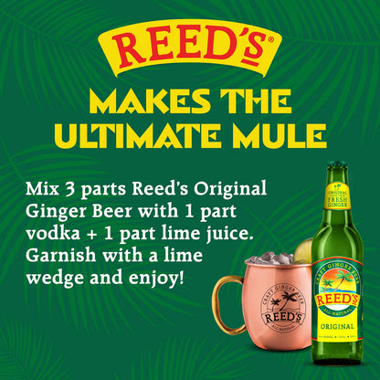 Reed's, Original Ginger Beer, Great Tasting All Natural Craft Ginger Beer with Fresh Ginger Root (12OZ Bottle)