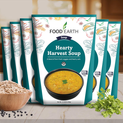 Food Earth Hearty Harvest Soup, Pack of 6 (300 g Each), Vegan & Gluten-Free, Ready-to-Eat Oat & Vegetable Soup, 10.58 oz Each