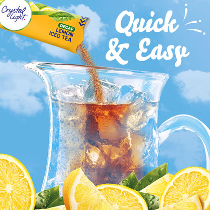 Crystal Light Decaf Lemon Iced Tea Naturally Flavored Powdered Drink Mix, 72 ct Pack, 12 Canisters of 6 Pitcher Packets