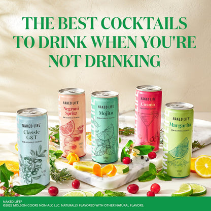 Naked Life Non-Alcoholic Drinks, Margarita 8.4 Fl Oz Cans, Pack Of 4 + Negroni Spritz 8.4 Fl Oz Cans, Pack Of 4