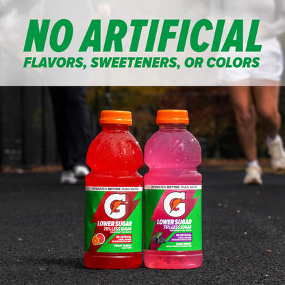 Gatorade Lower Sugar Electrolyte Sports Drink, Lemonade, 20 fl oz Bottles, (6 Pack), 75% Less Sugar, No Artificial Flavors, No Artificial Sweeteners, No Artificial Colors, Hydration