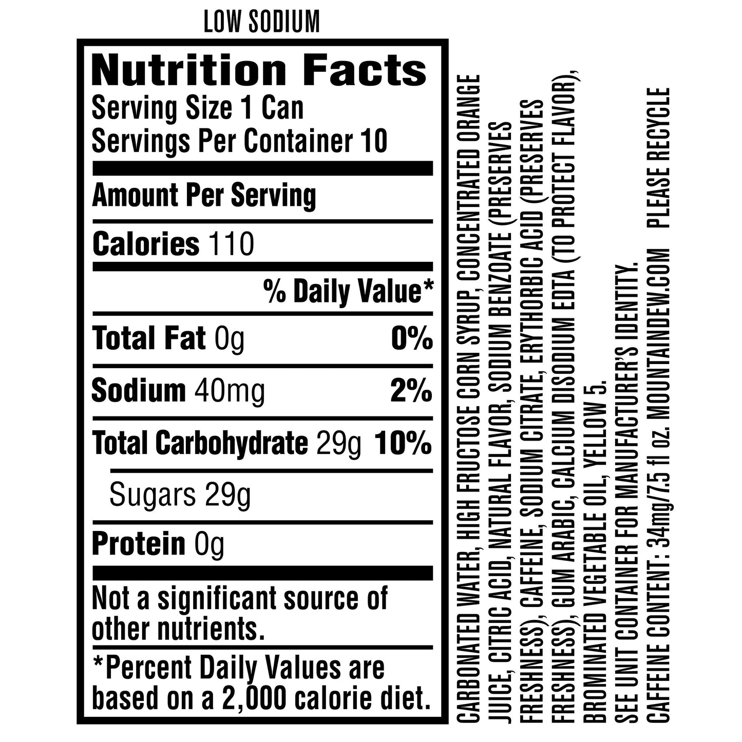 Mountain Dew Soda | Mini Cans | 7.5 Fl Oz | 20-Count