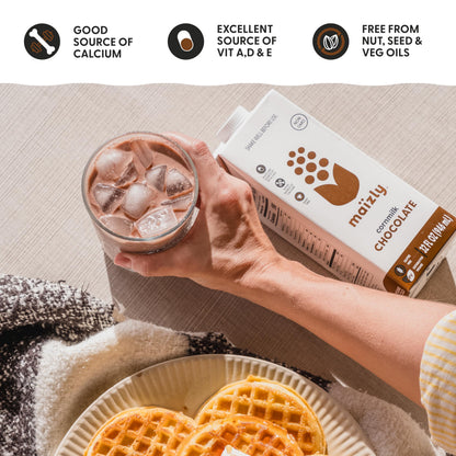 Maizly Chocolate Corn Milk, Non-GMO, Plant-Based & Non-Dairy Chocolate Flavored Drink, Gluten & Dairy-Free Alternative to Whole Milk, Kosher Drink for Kids & Adults, 946 ml