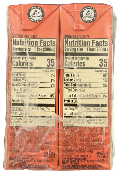 365 by Whole Foods Market, Organic Reduced Sugar Watermelon Strawberry Juice Box, 8 Pack, 6.75 Fl Oz