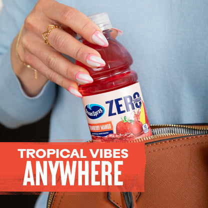 Ocean Spray® ZERO Sugar Strawberry Mango Juice Drink, Strawberry Mango Juice Drink Sweetened with Stevia, 10 Fl Oz Bottle, 6 Count (Pack of 1)