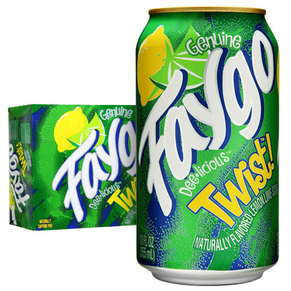 Faygo Twist | 12-Pack of 12oz Cans | Crisp Lemon-Lime Flavor | Classic Citrus Soda | Caffeine-Free