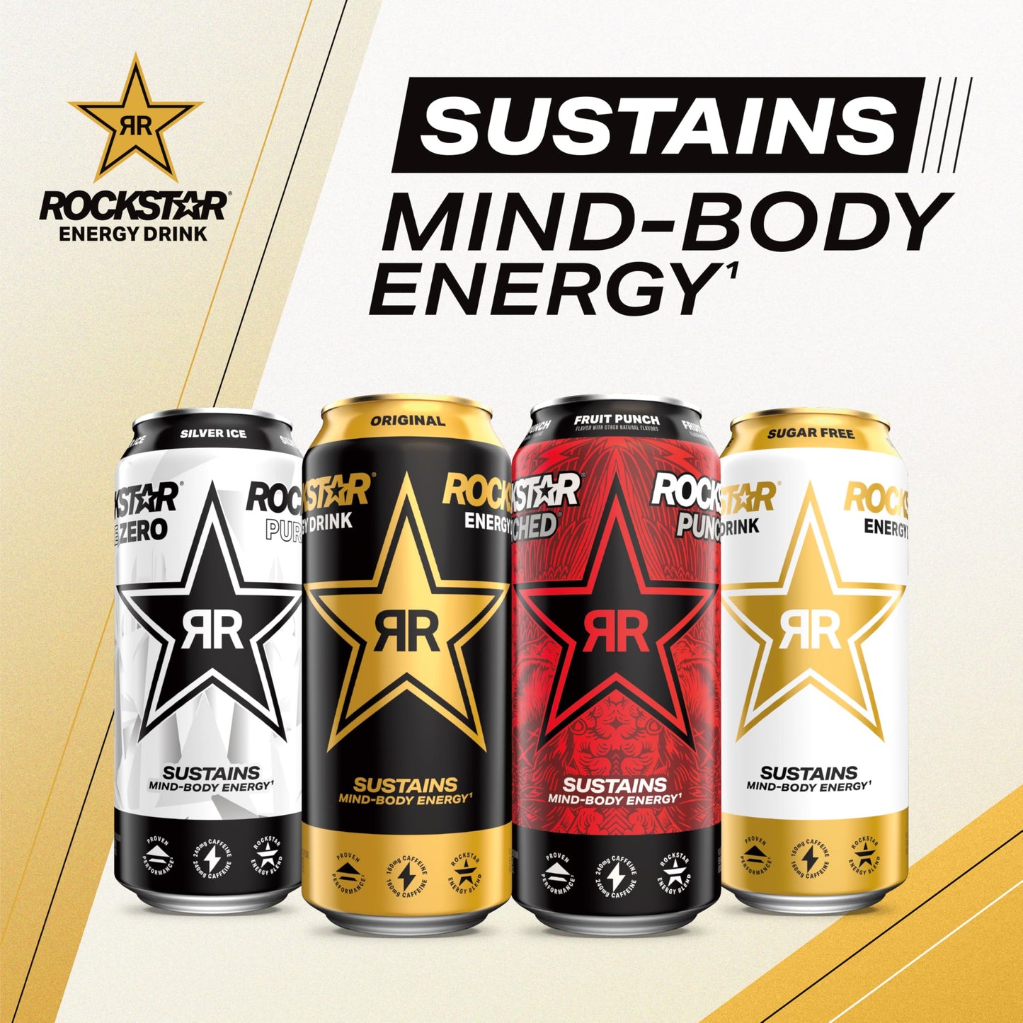 Rockstar Energy Drink, Fruit Punched, 12oz Sleek Cans (8 Pack)