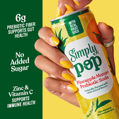 Simply Pop, Pineapple Mango Prebiotic Soda, 12 Fl Oz
