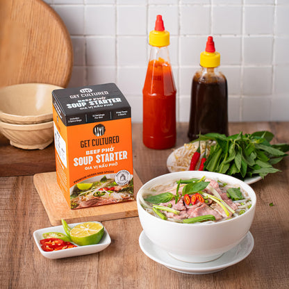 Get Cultured Box Beef Pho Soup Starter, Authentic Vietnamese Beef Broth Base with Curated Herbs & Spices – Make Fast, Flavorful and Authentic Pho at Home, 3.2 oz (10-12 Servings)