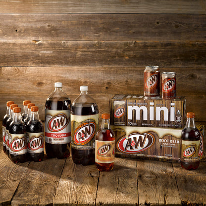A&W Zero Sugar Root Beer Soda, 12 fl oz cans, 12 count