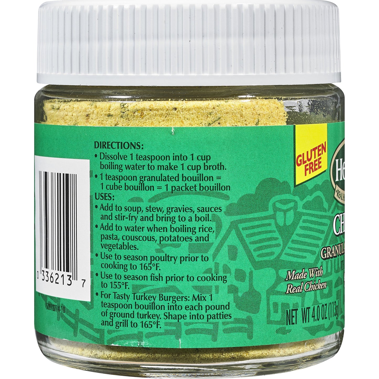HERB-OX Chicken Bouillon Granules, Chicken Stock Seasoning, 12-Pack of 4 oz Jars