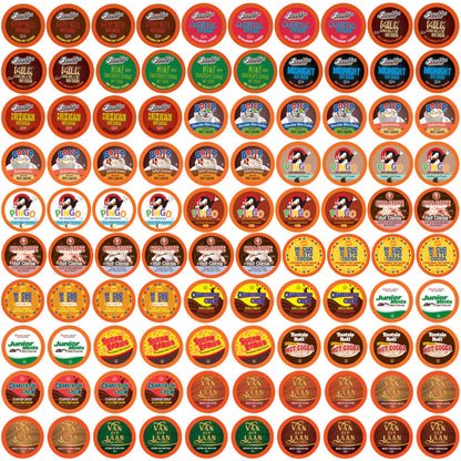 Two Rivers Coffee Hot Chocolate Pods, Single Serve Variety Pack for Keurig K Cup Brewers, Largest Assorted Sampler, Hot Cocoa, 100 Count