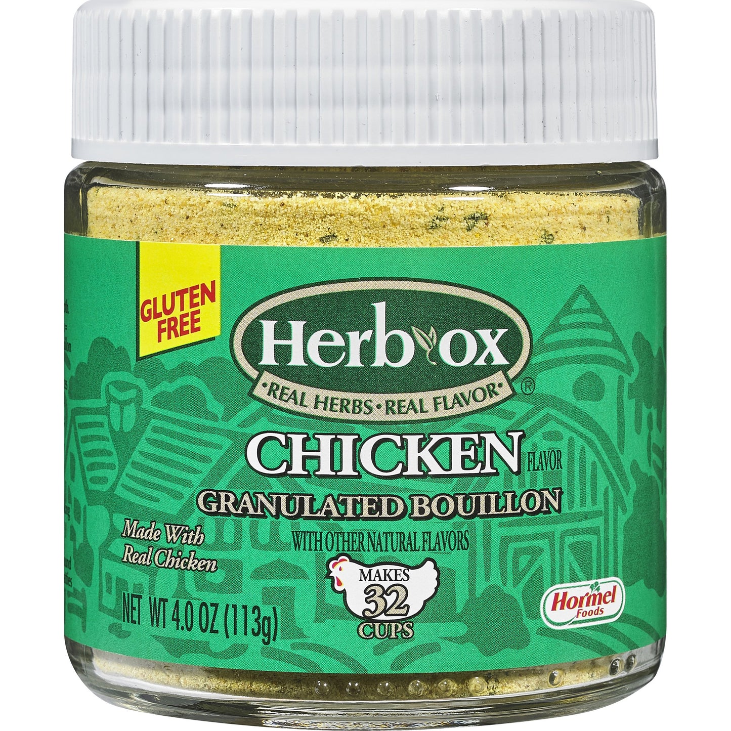 HERB-OX Chicken Bouillon Granules, Chicken Stock Seasoning, 12-Pack of 4 oz Jars